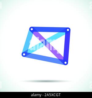 Abstract pyramid logo with intersecting transparent lines Stock Vector