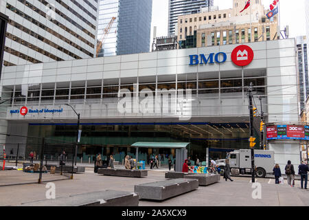 BMO (Bank of Montreal) main branch in downtown Toronto at the base of First Canadian Place. Stock Photo
