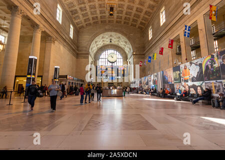 Inside of a busy foyer at Union Station in downtown Toronto. Stock Photo