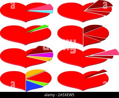 Set of Valentines Day infographics with heart diagram Stock Vector
