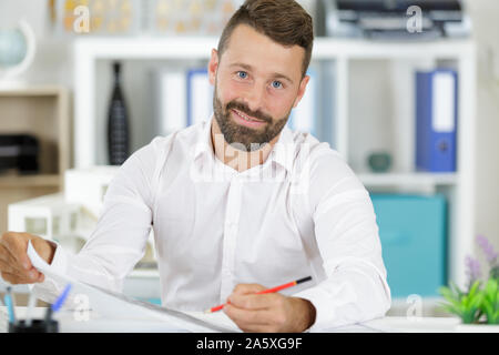 man architect working on a new project Stock Photo