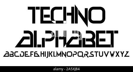Techno alphabet type font. Digital letters hi-tech style. Vector illustration for posters, banners, flyers. Stock Vector