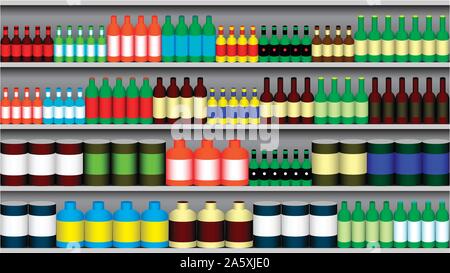 Supermarket shelves Stock Vector