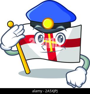 Police flag guernsey isolated in the mascot Stock Vector