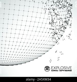 Exploded grid ball made of connected dots Stock Vector
