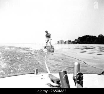 Eva Braun Collection - (album 1) -  Man skiing behind a boat on a board ca. 1930s Stock Photo