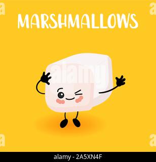 Marshmallow. Cute cartoon characters. Beautiful drinks..hot drinks Stock Vector
