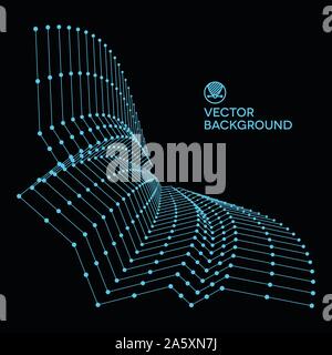 Wavy grid made of connected dots Stock Vector