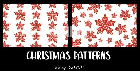 Set of christmas patterns. Christmas gingerbread cookies. Glaze. Snowflakes Cooking and Penguins Characters. Stock Vector