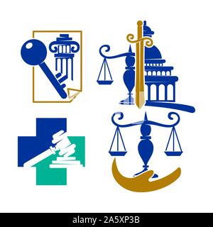 Law Justice Firm logo Design Vector icon template Set Stock Vector