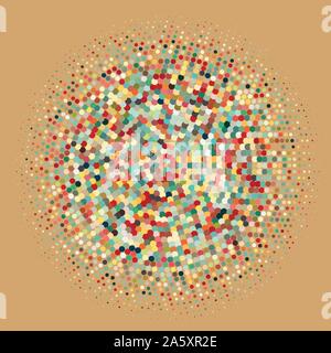Flat colored ornament with retro halftone dots Stock Vector