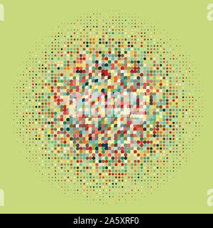 Flat colored ornament with retro halftone dots Stock Vector