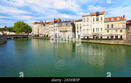 Building on the riverbank in Bayonne. Stock Photo