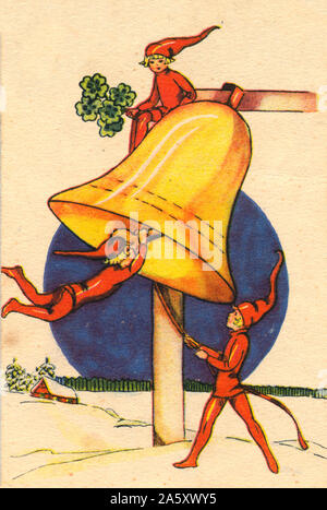 POLTAVA, UKRAINE - October 7, 2019. Vintage postal card printed in Sweden circa1926 for Merry Christmas and Happy New Year Stock Photo