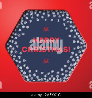 Scattered snowflakes under the retro frame Stock Vector