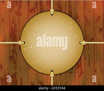 Round cardboard frame on the ropes Stock Vector