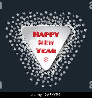 Scattered snowflakes under the retro frame Stock Vector