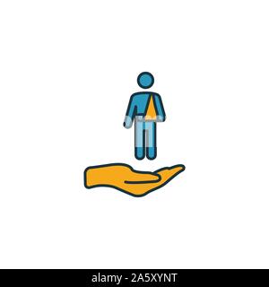 Injury Insurance icon set. Four elements in diferent styles from insurance icons collection. Creative injury insurance icons filled, outline, colored Stock Vector