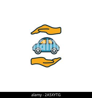 Car Insurance icon set. Four elements in diferent styles from insurance icons collection. Creative car insurance icons filled, outline, colored and Stock Vector