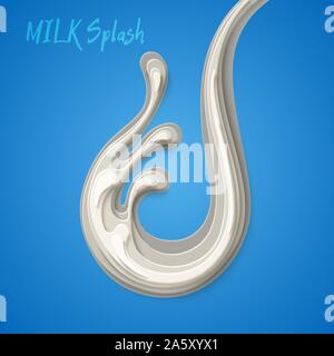 Vector milk splash paper cut concept poster Stock Vector