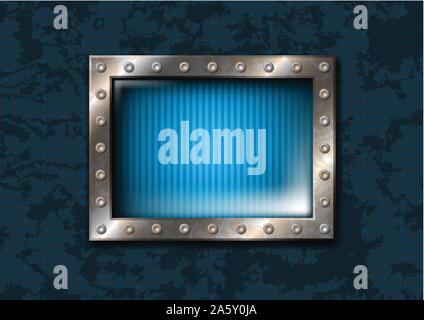 Metal window with rivets Stock Vector