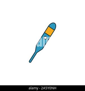 Thermometer icon set. Four elements in diferent styles from medicine icons collection. Creative thermometer icons filled, outline, colored and flat Stock Vector