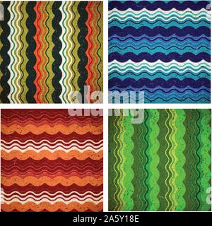 Collection of aged wavy patterns Stock Vector