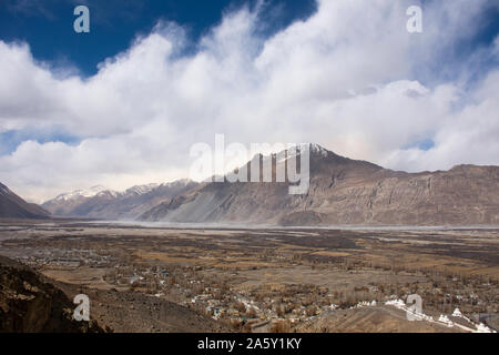 View landscape with Hunder or Hundar village in nubra tehsil