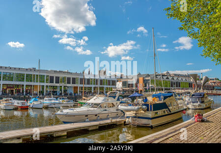 Marina at the Millenium Square Landing in the Floating Harbour of Bristol, Somerset, England, United Kingdom Stock Photo