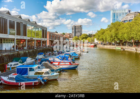 Marina at the Millenium Square Landing in the Floating Harbour of Bristol, Somerset, England, United Kingdom Stock Photo