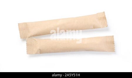 Brown  paper sachets isolated on white background with clipping path Stock Photo