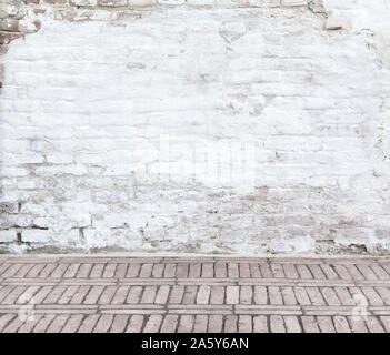 Old white brick wall texture background Stock Photo