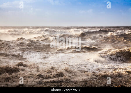 A simple seascape taken at sunrise off the Dorset coast at Charmouth. Stock Photo