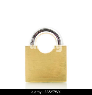 Metal padlock gold isolate on over white background Stock Photo - Alamy