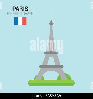 Vector illustration of Eiffel Tower (Paris, France). Monuments and landmarks Collection. Stock Vector