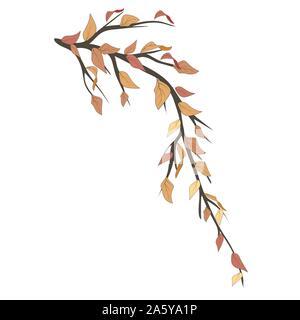 Sketch branch with autumn leaves for celebration decoration design. Colorful vector illustration. Autumn tree vector. Leaf plant botanical garden Stock Vector