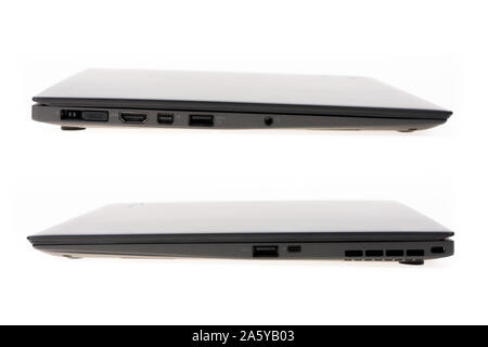 Black laptop isolate on over white background Stock Photo