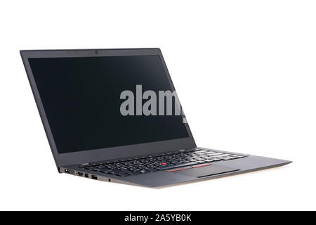 Black laptop isolate on over white background Stock Photo