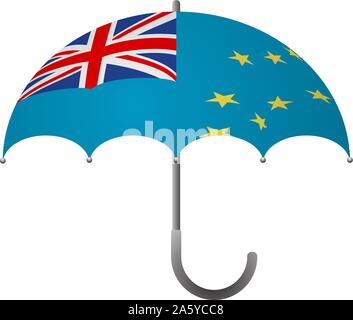 Tuvalu flag umbrella. Social security concept. National flag of Tuvalu vector illustration Stock Vector