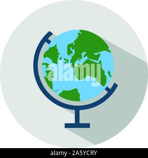 Icon of a globe in flat style. Vector illustration. School concept. Stock Vector