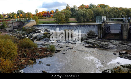 Halistenkoski rapids, Turku, Finland. Fish ladders on left. Stock Photo