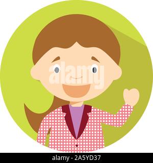 Icon of a female teacher in flat style. Vector illustration. School concept. Stock Vector