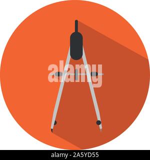 Icon of a compass in flat style. Vector illustration. School, maths and drawing concept. Stock Vector