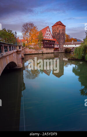 Nuremberg, Germany. Cityscape image of old town Nuremberg, Germany during autumn sunset. Stock Photo