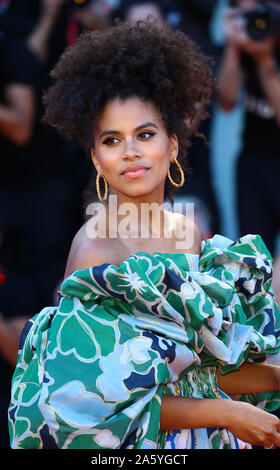 VENICE, ITALY - AUGUST 31, 2019: Zazie Beetz walks the red carpet ahead of the 'Joker' screening during the 76th Venice Film Festival Stock Photo