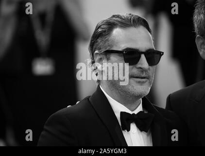 VENICE, ITALY - AUGUST 31, 2019: Joaquin Phoenix walks the red carpet ahead of the 'Joker' screening during the 76th Venice Film Festival Stock Photo