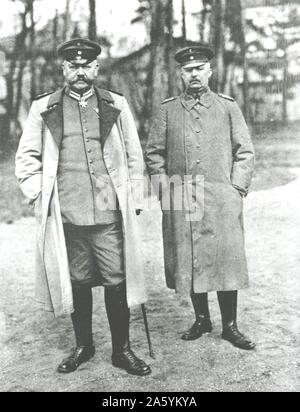 Paul von Beneckendorff und von Hindenburg (1847-1934), left, German soldier and president, with Eric von Ludendorff (1865-1937). Stock Photo