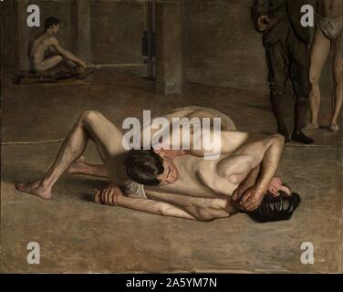 Finished version of Thomas Eakins, Wrestlers (1899). Oil on canvas. Los Angeles County Museum of Art Stock Photo