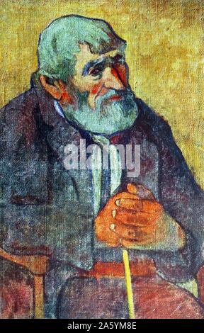 Portrait of an Old Man with a stick. By Eugène Henri Paul Gauguin (1848-1903) French Post-Impressionist artist. Dated 1889 Stock Photo