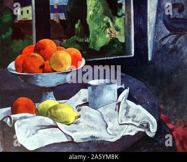 Painting titled 'Still Life with Fruit, Brittany'. By Eugène Henri Paul Gauguin (1848-1903) French Post-Impressionist artist. Dated 1893 Stock Photo